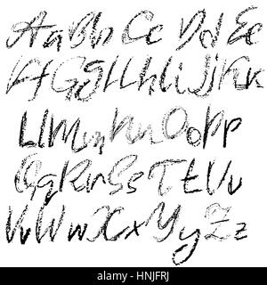 Handschriftliche Vektor Kreide Alphabet. Nachahmung Textur der Kreide. Moderne Hand gezeichnete Alphabet. Isolierten Buchstaben. Stock Vektor