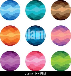Isolierte abstrakte bunte Runde Form Logos setzen auf weißem Hintergrund-Vektor-illustration Stock Vektor