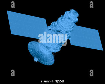 3D-Rendering x Ray Sat isoliert auf schwarz Stockfoto