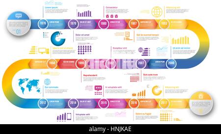 Infografiken Pfeil Timeline Storico Vorlage Stock Vektor