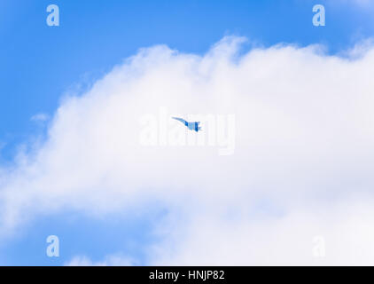 Poltavskaya Village, Russland - 13. Februar 2017: Kämpfer fliegen in den Himmel. Militärflugzeuge der 4. Generation. Stockfoto