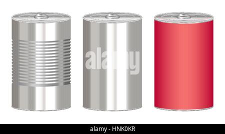 Satz einer Stahlflasche Konserven Box Stock Vektor