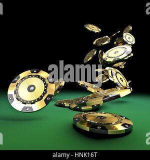 Luxus Casino Chip Gold und Diamond 3d Render Bild Stockfoto