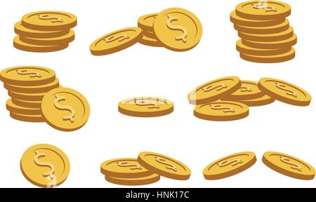 Gold-Münzen Satz Stock Vektor