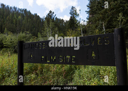 Tänze mit Wölfen Film Website. September 2016. Spearfish Canyon Byway, South Dakota, USA Stockfoto