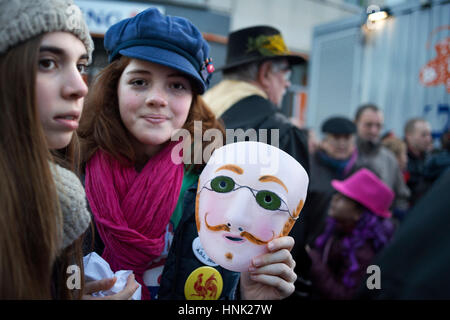 Belgien: Karneval von Binche. UNESCO World Heritage Parade Festival. Belgien, wallonischen Gemeinde, Provinz Hennegau, Dorf von Binche. Die carniva Stockfoto