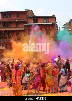 Holi Fest in Bhaktapur, Nepal Stockfoto