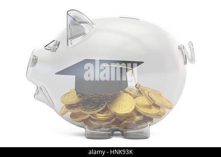 sparen Geld für Bildungskonzept, 3D-Rendering isolierten auf weißen Hintergrund Stockfoto