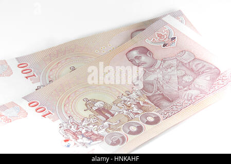 Geschlossen bis Thai Banknote 100 Baht Stockfoto