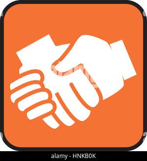 Quadrat-Taste mit Shake-Hand-Symbol-Vektor-illustration Stock Vektor