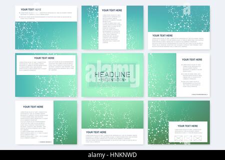 Große vektor Vorlagen für Präsentationsfolien. Moderne grafik hintergrund Struktur Molekül und Kommunikation. Wissenschaftliche Muster Atom-DNA. Medizin, Wissenschaft, Chemie Design. Stock Vektor
