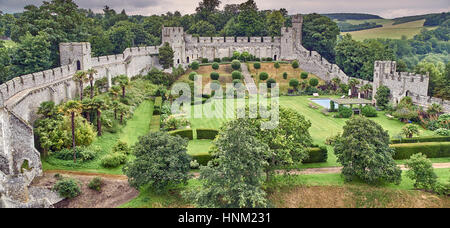 Einem englischen Schloss und Garten von oben Stockfoto