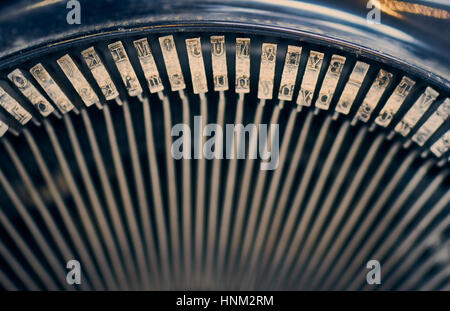 Klassische Antike Schreibmaschine schreiben Makro detail Stockfoto