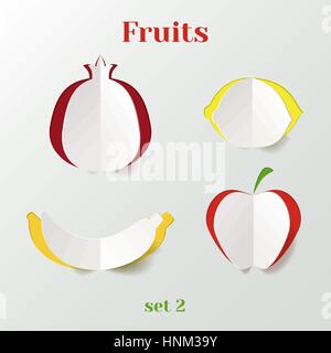 Satz von Frucht - Kreativpapiere Symbole Stock Vektor