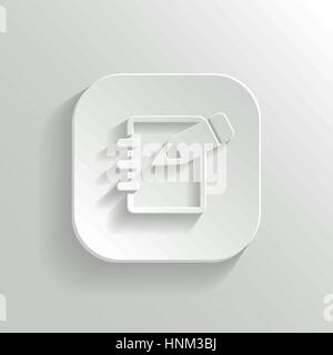 Notizblock-Symbol - Vektor-weiße app-Schaltfläche mit Schatten Stock Vektor