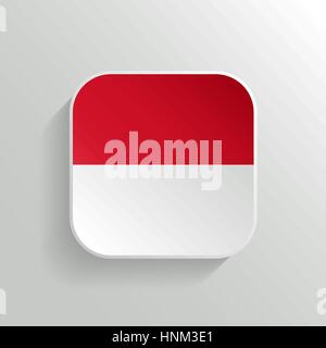 Schaltfläche "Vektor" - Indonesien Flaggensymbol auf weißem Hintergrund Stock Vektor