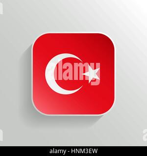 Schaltfläche "Vektor" - Türkei Flaggensymbol auf weißem Hintergrund Stock Vektor