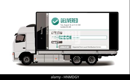 LKW - Tracking-System - Pakete Lieferung Konzept Stock Vektor