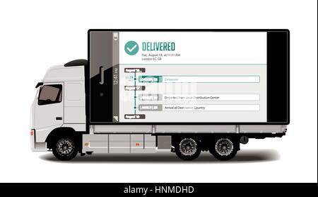 LKW - Tracking-System - Pakete Lieferung Konzept Stock Vektor