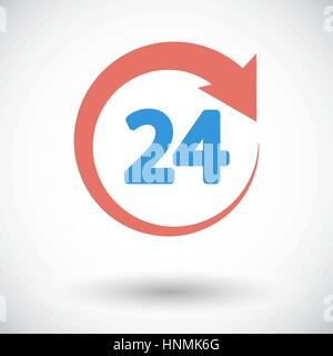 rund um die Uhr. Einzelne flache Symbol auf weißem Hintergrund. Vektor-Illustration. Stock Vektor