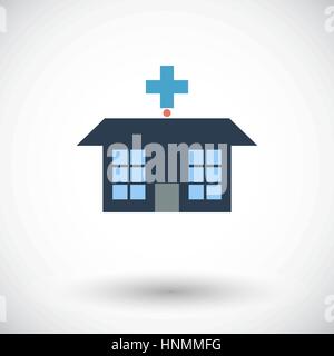 Krankenhaus. Einzelne flache Symbol auf weißem Hintergrund. Vektor-Illustration. Stock Vektor