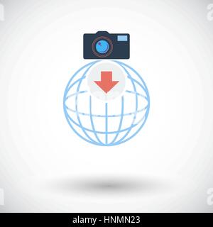 Foto-Download. Einzelne flache Symbol auf weißem Hintergrund. Vektor-Illustration. Stock Vektor