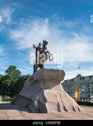 ST. PETERSBURG, Russland - 11. Juli 2016: Denkmal von Peter der erste in Sankt Petersburg, Russland Stockfoto