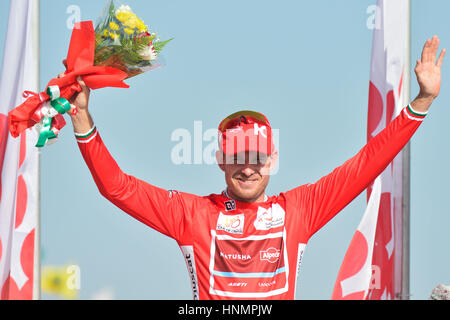 Al Sawadi Beach, Vereinigte Arabische Emirate. 14. Februar 2017. 8. Tour of Oman. Schritt 01: Al Sawadi Beach - Naseem Park KRISTOFF Alexander (noch) Katusha - Alpecin, Leiter der allgemeinen Klassifizierung Foto: Cronos/Yuzuru Sunada Credit: Cronos Foto/Alamy Live-Nachrichten Stockfoto