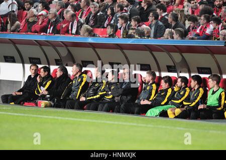 Lissabon, Portugal. 14. Februar 2017. Champions League, Benfica Lissabon gegen Borussia Dortmund; Team Borussia Dortmund Credit: Laurent Lairys/Agence Locevaphotos/Alamy Live-Nachrichten Stockfoto