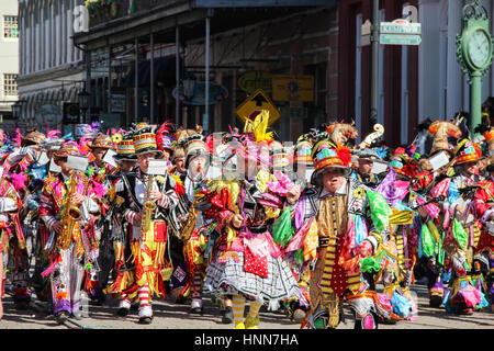 Bunte Feier am Mardi Gras Galveston Stockfoto