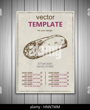 Fast-Food-Menü Design Vorlage Hand gezeichnete Vektor Stock Vektor