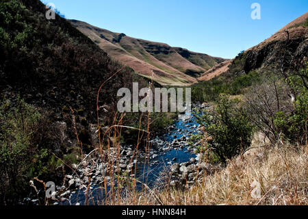 Szenen aus dem Bereich Riesen Schloss von Drakensberg Gebirgskette Erhaltung Kwazulu Natal Südafrika Stockfoto