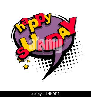 Comic cartoon Text happy Sunday Stock Vektor