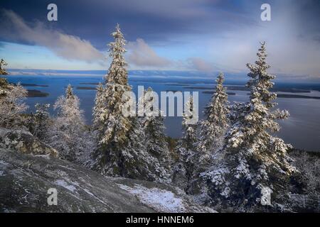 Landschaft von Koli Nationalpark (Kolin Kansallispuisto) in Finnland, Nord-Karelien: Pielinen See im Koli Nationalpark (Kolin Kansallispuisto) Stockfoto