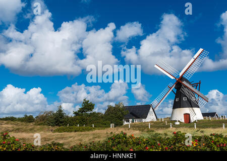 Die Windmühle von Mandoe Insel im dänischen Wattenmeer, Weltnaturerbe UNECSCO, Nordsee, Süd-Jütland, Dänemark Stockfoto