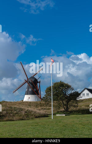 Die Windmühle von Mandoe Insel im dänischen Wattenmeer, Weltnaturerbe UNECSCO, Nordsee, Süd-Jütland, Dänemark Stockfoto