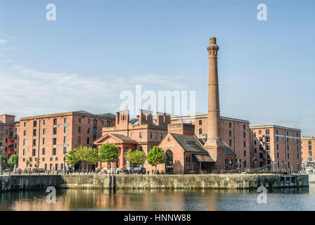 Das Pumphouse am Albert Dock, ein Komplex von Dock Gebäude und Lagerhallen in Liverpool, England. Stockfoto