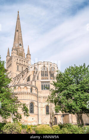 Die Kathedrale von Norwich ist eine Kathedrale der Kirche von England in Norwich, Norfolk, England, die der Heiligen und ungeteilten Dreifaltigkeit gewidmet ist Stockfoto