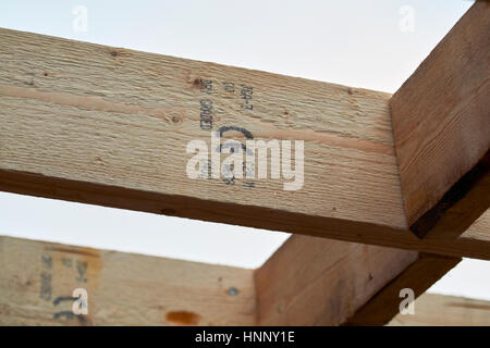 Reihe von Holzdach ce gestempelt Sparren Hölzer in Erweiterung Bau im Vereinigten Königreich Stockfoto