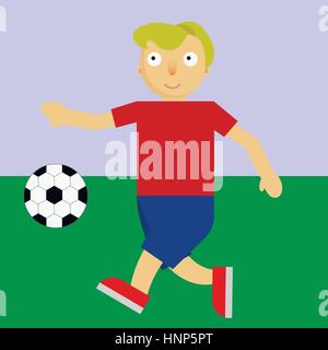 Fußballer spielen Fußball auf einem Spielplatz Stock Vektor