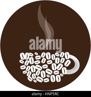Runde Form mit Körnern in Form einer Tasse Kaffee Vektor-illustration Stock Vektor