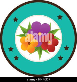 bunte kreisförmige Grenze mit Blumen-Bouquet-Vektor-illustration Stock Vektor