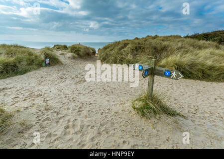 Küsten-Pfad zum Strand am Newborough, Anglesey Stockfoto