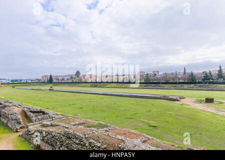 Merida, Provinz Badajoz, Extremadura, Spanien.  Reste des Circus Maximus, 1. Jh.V.Chr. Stockfoto