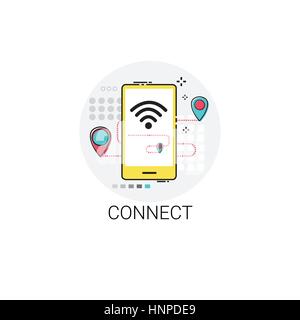 Wifi-soziale Kommunikation Netzwerkverbindungssymbol verbinden Stock Vektor