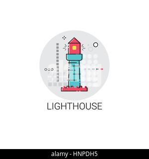 Leuchtturm Meer Navigationssymbol Signal Stock Vektor