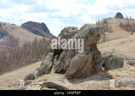 Felsigen Hund Bildung in Gorkhi Tärelsch Nationalpark, Mongolei Stockfoto