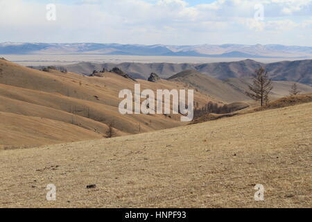 Dünen und Hügeln in Gorkhi Tärelsch Nationalpark, Mongolei Stockfoto