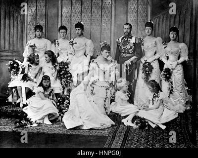 Georg v. als Herzog von York mit seiner neuen Braut Prinzessin Mary von Teck im Juli 1893 Stockfoto