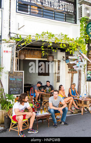 Cafe, Love Lane, Georgetown, Penang, Malaysia Stockfoto